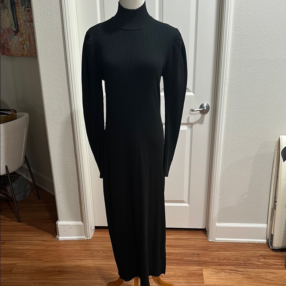 Who What Wear Black Sheath Long Sleeve Dress